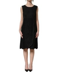 Dolce & Gabbana - Floral Lace Sleeveless Shift Dress Flax Cotton Ramie Nylon - Lyst