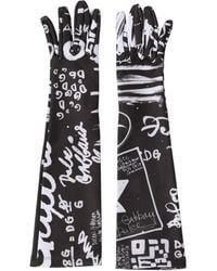 Dolce & Gabbana - Black White Dg Logo Elbow Length Mitten Gloves - Lyst