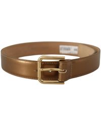 Dolce & Gabbana - Bronze Leather Belt With-Toned Buckle - Lyst