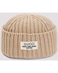 Gucci - Beige Rib Knit Wool Hat - Lyst