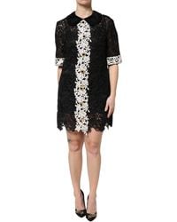 Dolce & Gabbana - Black Floral Lace Embellished Mini Dress - Lyst