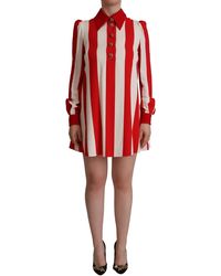 Dolce & Gabbana - Elegant Striped Shirt Mini Dres - Lyst