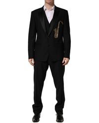 Dolce & Gabbana - Black Wool Silk Saxophone Slim Fit 3pc Suit - Lyst
