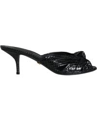 Dolce & Gabbana - Leather Heels Slides Sandals Shoes - Lyst