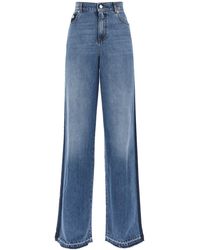 Alexander McQueen - Wide Leg Jeans With Contrasting Details - Lyst