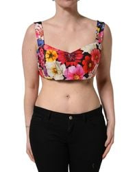 Dolce & Gabbana - Multicolor Floral Cropped Bustier Tank Top - Lyst