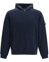 Stone Island - Blue Cotton Sweatshirt - Lyst
