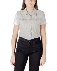 ONLY - Cotton Sleveless Jacket - Lyst