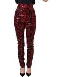 Dolce & Gabbana - Red Leopard Skinny High Waist Denim Jeans - Lyst