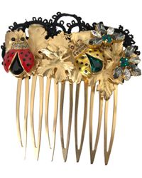 Dolce & Gabbana - Brass Crystal Lady Bug Hair Comb - Lyst