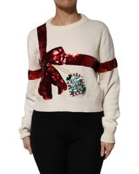 Dolce & Gabbana - Sequin Bow Holiday Sweater - Lyst