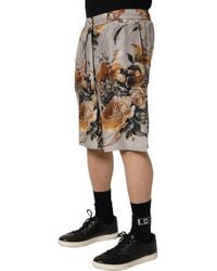 Dolce & Gabbana - Floral Print Silk Bermuda Shorts - Lyst
