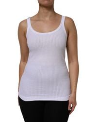 Dolce & Gabbana - White Cotton Round Neck Sleeveless Tank Top - Lyst