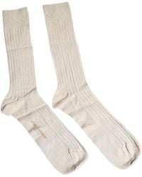 Dolce & Gabbana - Beige Cotton Stretch Logo Mid Calf Socks - Lyst