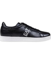 EA7 - Black And White Leather Sneakers - Lyst