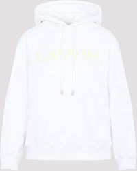 Lanvin - White Cotton Classic Fit Hoodie With Logo - Lyst