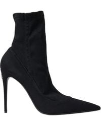 Dolce & Gabbana - Black Stiletto Heels Denim Ankle Boots Shoes - Lyst