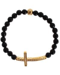 Nialaya - Agate Stone Gold Cz Cross 925 Silver Bracelet - Lyst