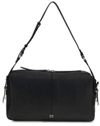 Pinko - Black Calf Leather Bos Taurus Shoulder Bag - Lyst