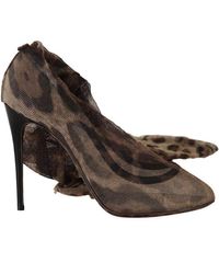 Dolce & Gabbana - Dolce Gabbana Brown Leopard Tulle Long Socks Pumps - Lyst