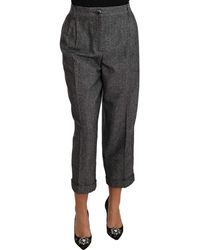 Dolce & Gabbana - Dolce Gabbana Wool Pleated Cropped Trouser Pants - Lyst