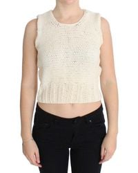 Pink Memories - Cotton Blend Knitted Sleeveless Sweater - Lyst