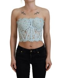 Dolce & Gabbana - Elegant Lace-Trimmed Strapless Cropped Top - Lyst
