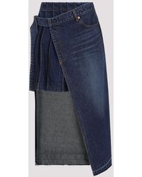 Sacai - Blue Cotton Denim Skirt - Lyst
