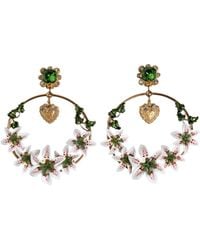 Dolce & Gabbana - Gold Tone Brass Crystals Lily Resin Devotion Earrings - Lyst