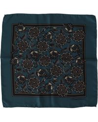 Dolce & Gabbana - Blue Floral Silk Square Handkerchief Scarf - Lyst