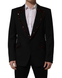 Dolce & Gabbana - Crystal Embellished Coat Blazer Jacket Virgin Wool Silk Polyester Clothing - Lyst