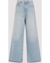 Martine Rose - Blue Bleached Wash Cotton Extended Wide Leg Jeans - Lyst