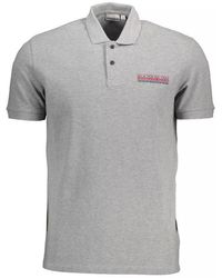 Napapijri - Gray Cotton Polo Shirt - Lyst
