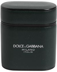 Dolce & Gabbana - Calfskin Leather Logo Print Flip Holder Airpods Case - Lyst