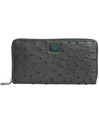 Dolce & Gabbana - Ostrich Logo Plaque Zip Around Continental Wallet - Lyst