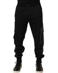 Dolce & Gabbana - Black Mid Waist Cargo Jogger Sweatpants Pants - Lyst