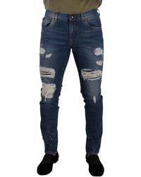 Dolce & Gabbana - Elegant Distressed Slim Fit Denim Jeans - Lyst