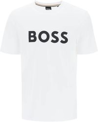 BOSS - Cotton-jersey Regular-fit T-shirt With Logo Appliqu - Lyst