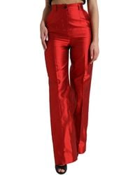 Dolce & Gabbana - Satin Silk High Waist Wide Leg Pants - Lyst