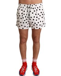 Dolce & Gabbana - Short Swimming Trunks With Dots Print And Pouch Bag - Lyst