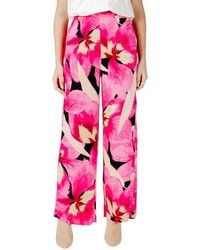 ONLY - Pink Viscose Casual Pants - Lyst