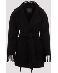 Balenciaga - Black Fringe Wool Jacket - Lyst