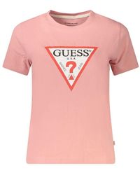 Guess - Pink Cotton Tops & T - Lyst