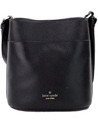 Kate Spade - Leila Small Black Pebbled Leather Bucket Shoulder Crossbody Bag - Lyst