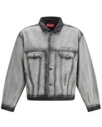 DIESEL - Gray Cotton Denim Jacket - Lyst