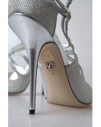 Dolce & Gabbana - Silver Shimmers Sandals Heel Pumps Shoes - Lyst