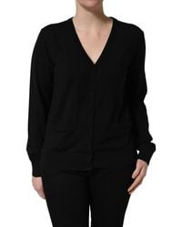 Dolce & Gabbana - Black Wool Knit Button Cardigan Sweater - Lyst