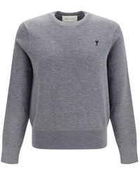 Ami Paris - Gray Wool Oves Aries Sweatshirt - Lyst