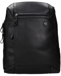 Piquadro - Black Leather Backpack - Lyst