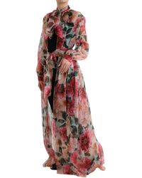 Dolce & Gabbana - Multicolor Camelia Print Silk Chiffon Coat - Lyst